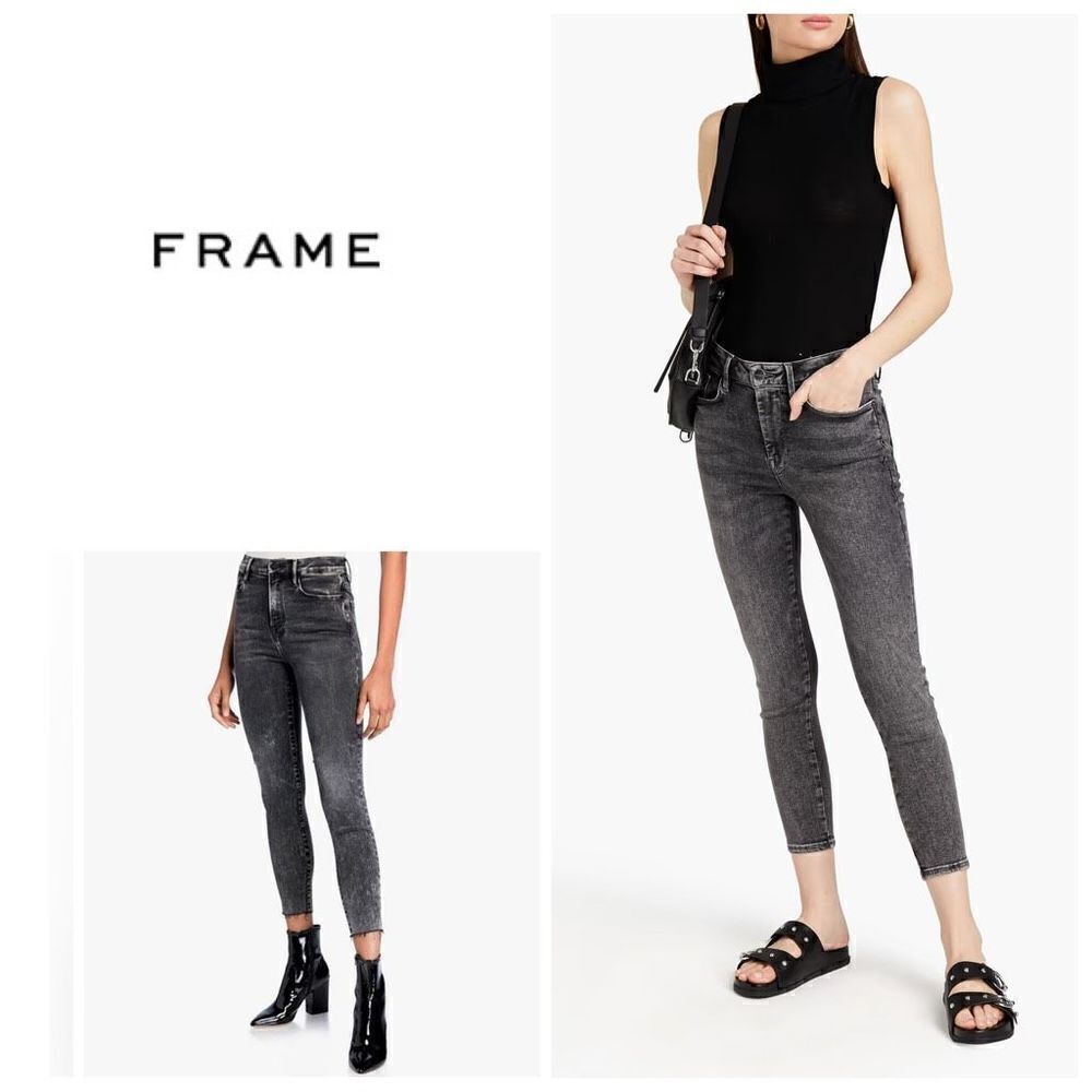 New. Frame Denim Black Acid Washed Jeans. Size 1 (25-29) Retail $239
